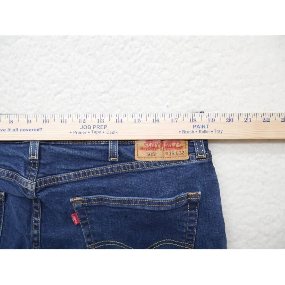 Levis 505 Jeans Mens Sz 38x32 Regular Fit‎ Straight Leg Dark Blue Denim